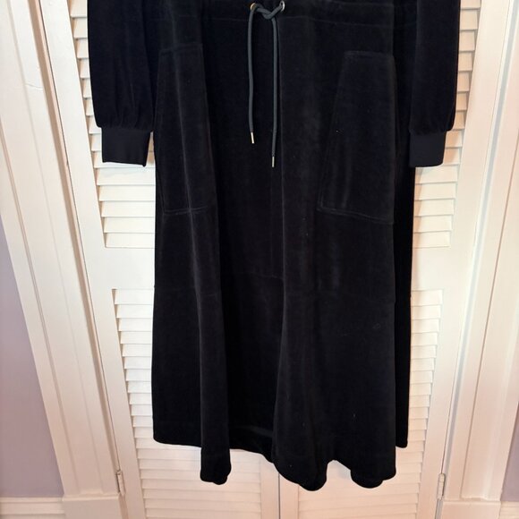 ME + EM drawstring-waist velvet midi dress black 12 - Picture 4 of 11